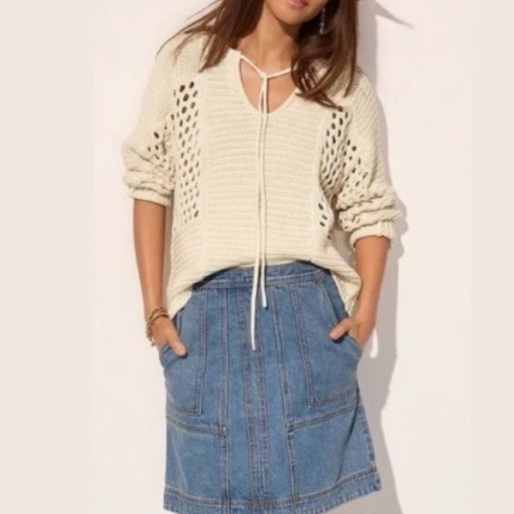 Cabi Sandbar Pullover Cream Knit Sweater